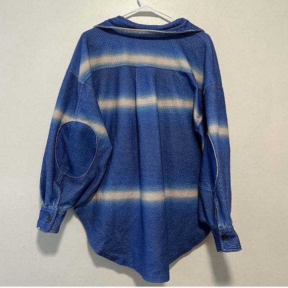 Free People Oversized Blue Printed Ruby Jacket Shacket Size Small - Picture 4 of 6